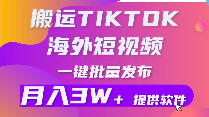 搬运海外短视频/多平台发布/月入3W+