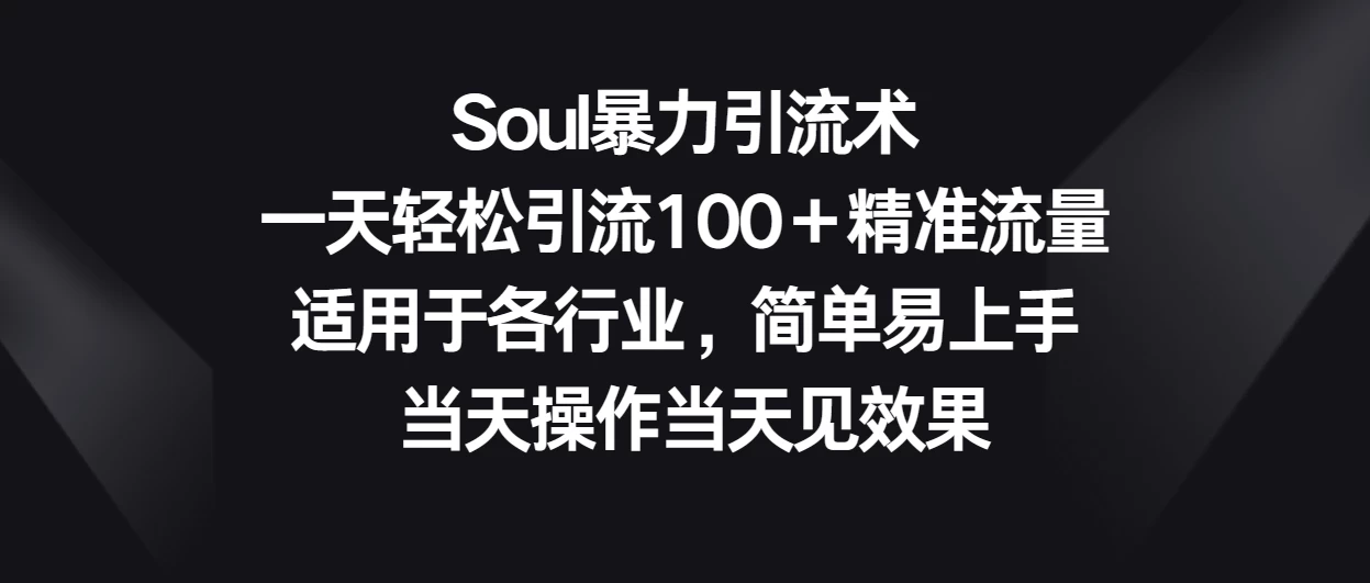 Soul暴力引流术/一天轻松引流100＋精准流量 第1张