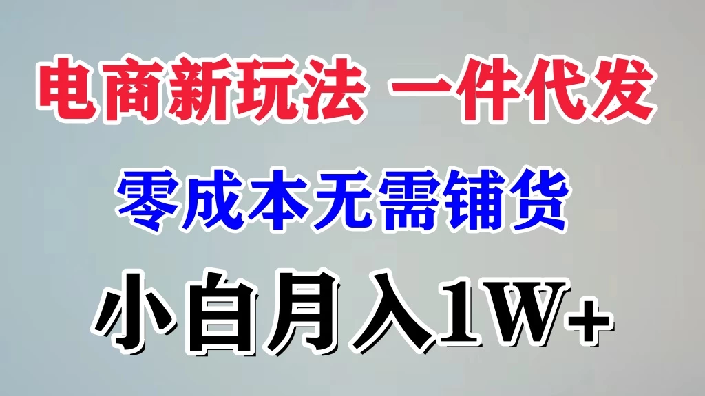 电商新玩法，一件代发，零成本无需铺货，小白月入1W+