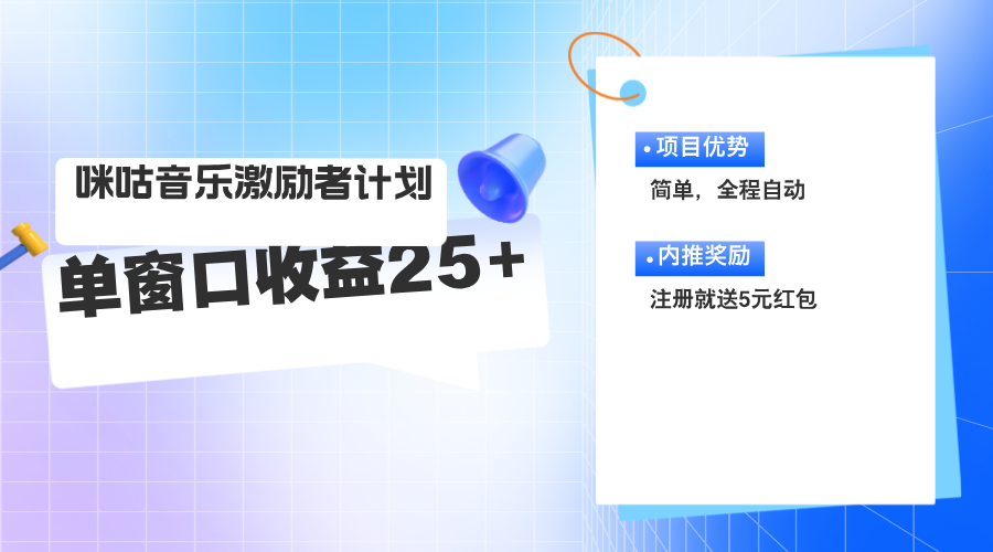 咪咕激励者计划，单窗口收益20~25，可矩阵操作