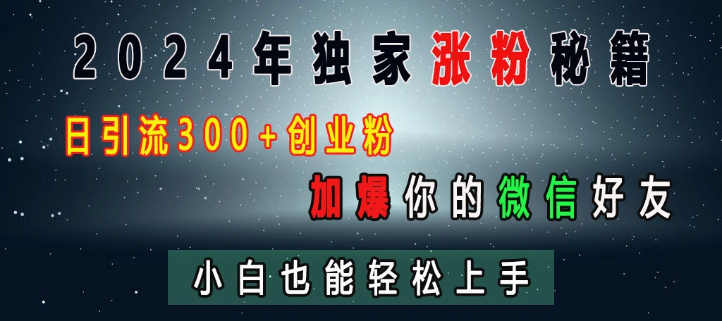 2024年独家涨粉秘籍，日引流300+创业粉，加爆你的微信好友，小白也能轻松上手 第1张