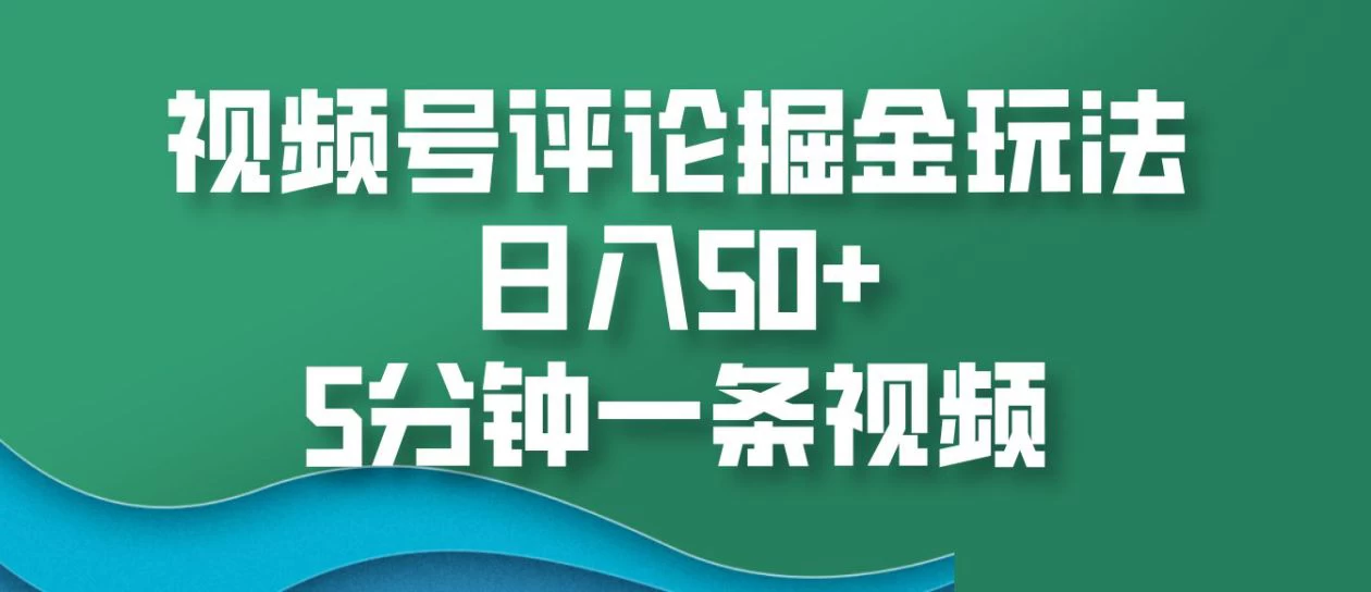 视频号评论掘金玩法，日入50+，5分钟一条视频 第1张